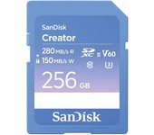 SanDisk Creator Tarjeta SD UHS-II 256 GB (para DSLR y Mirrorless-Cámaras, 6K Video, V60, UHS-II, Velocidades hasta 280 MB/s, RescuePRO Deluxe, Un mes a Adobe Creative Cloud)