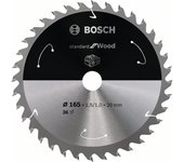 Bosch Professional Disco de sierra circular Standard for Wood (madera, 165 x 20 x 1,5 mm, 36 dientes, accesorio de sierra circular sin cable)