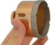Awtools, M14 32 mm, corona diamantada, para perforaciones grandes en gres porcelánico y mármol, alta precisión sin astillas, uso profesional, compatible con amoladora angular, metálica