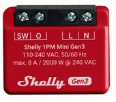 Shelly 1PM Mini Gen3 Interruptor inteligente 1P Rojo