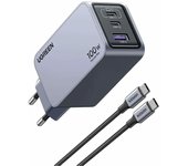 Ugreen Nexode Pro EU 3-Port GaN PD Fast Charger With USB-C Cable Universal Negro, Gris Corriente alterna Carga rápida Interior