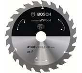 Bosch Professional Disco de sierra circular Standard for Wood (madera, 136 x 20 x 1,5 mm, 24 dientes, accesorio de sierra circular sin cable)