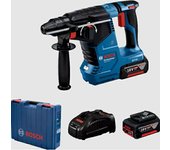 Bosch Professional GBH 187-LI - Taladro percutor inalámbrico (18 V, 2 baterías de 5,0 Ah, cargador, 2,4 J, diámetro de perforación en hormigón, 24 mm, estuche de plástico)