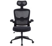 Woxter Ergo Black - Silla de Escritorio/Oficina (Eje Acero, Levantamiento por pistón, MallaTranspirable, Ergonómica, Reposabrazos, Altura Ajustable)