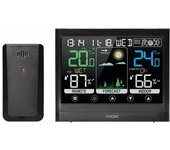 Orno, modelo WS-5, Estación meteorológica inalámbrica, temperatura y humedad, pantalla LCD, color negro, diseño compacto y moderno, ideal para el hogar