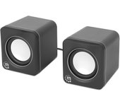 Manhattan Altavoz estéreo 2.0 para PC o portátil, Entrada USB, alimentación USB, 1 par, Adaptador USB-C/USB-A, Negro 102704