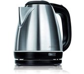 MPM MCZ-84M Hervidor de agua eléctrico 1 litro, acero inoxidable sin BPA, resistencia oculta, 1600 W con apagado automático al alcanzar la ebullición, inalámbrico 360º sin cable