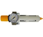 Filtro deshumidificador y regulador Awtools - Modelo OFR-MINI 1/4", ideal para sistemas neumáticos, elimina humedad, controla presión, diseño compacto y fácil instalación