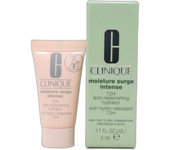 Crema hidratante facial Moisture Surge Intense, Clinique, crema nutritiva sin parabenos, para piel seca y deshidratada, efecto intensivo, 5 ml