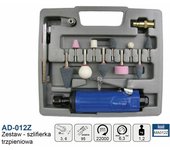 Adler Esmeriladora recta neumática + accesorios, herramienta resistente para pulido y desbaste de metales, alto rendimiento, fácil instalación, diseño ergonómico, color metálico.