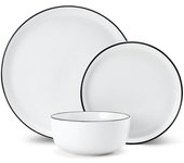 Mikasa Limestone Vajilla de Porcelana de 12 Piezas, Vajilla Blanca para 4 con platos de cena, platos de acompañamiento y cuencos, Caja de regalo y apto para lavavajillas