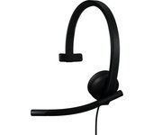 Logitech H570e, auriculares USB con micrófono para PC y Mac, auriculares con cable USB-A mono, cancelación de ruido y controles integrados en el cable, para Microsoft Teams, negro