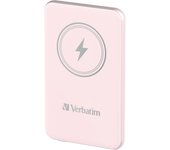 Verbatim Magnetic Power Bank 5000mAh Wireless Charger 15W 20W PD per USB-C, Powerbank Pequeño y Magnético para iPhone 15, 14, 13, 12, Pro, MAX, Samsung, iPad, Rosa