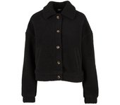 Chaqueta entre-tiempo de Urban Classics - Ladies Short Sherpa Button Jacket - XS 3XL - para Mujer - Negro