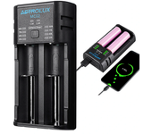 Astrolux® MC02 2 en 1 Cargador de batería portátil y cargador de teléfono móvil con opción de corriente para baterías 18