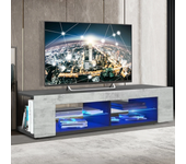 Mueble para televisión de alto brillo Woodyhome con luces LED: moderna consola de almacenamiento con 4 capas abiertas co