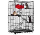 PawGiant jaula para gatos de 4 niveles, corral para gatos, jaula para chinchilla y ratón con escaleras, plataformas, cam