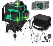 Nivel láser automático verde MUSTOOL 3D 12 líneas 360° cruz horizontal y vertical herramienta de construcción con 2 bate