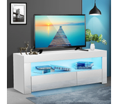 Mueble para TV Woodyhome de alto brillo con luces LED. Gran espacio de almacenamiento. Soporte para televisores de hasta