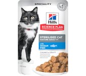 1.02 KG 12 sobres x 85 g Hill's Science Plan Sterilised Mature Pescado Oceánico en Salsa sobre para gatos