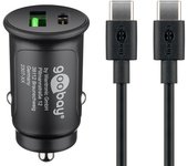 goobay - Compacto 27W Encendedor USB C Distribuidor / 12v / Cargador de Coche Compacto/Cargador de Coche USB C Power Delivery/Carga rápida Incluye Cable USB C, 72165