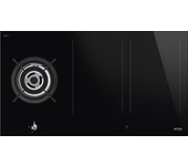 Placa Gas e Inducción - Smeg PM3953D, 5 Zonas de Cocción, 90cm, Negro