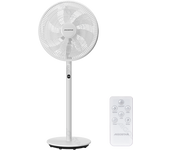 Aigostar Ventilador de Pie, 7 Aspas, Mando a Distancia, 3 Modos y 3 Velocidades, Temporizador 9 h y Oscilación 90º, 45W Altura Ajustable. Blanco Sedate