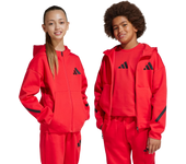 Adidas Z.n.e. Full-zip Hooded Unisex Chaquetas - Rojo - Talla: 159 - 164 CM - Poly Mesh - Foot Locker