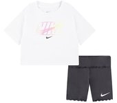 Conjunto nike nkg swoosh motion bike short infantil gris blanco