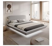 Cama de matrimonio flotante Diana con colchón en color gris (180x200cm)