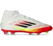 Adidas - Bota de fútbol F50 League FG/MG Mid, Unisex, White-Core Black-Solar Yellow, 11,5 UK