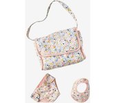 VERTBAUDET Bolso cambiador para muñeca premium + pañal + babero rosa