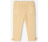 VERTBAUDET Pantalón pesquero vaporoso y estampado, para niña amarillo claro a cuadros