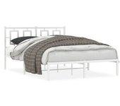 vidaXL Estructura De Cama De Metal Con Cabecero Blanca 135x190 Cm