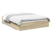 vidaXL Cama Con Cajones Madera Ingeniería Roble Sonoma 135x190 Cm