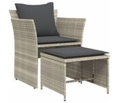 vidaXL Sillón De Jardín Con Reposapiés Ratán Sintético Gris Claro