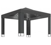 vidaXL Cenador Con Doble Techo Y Tira De Luces Led Antracita 3x3 M