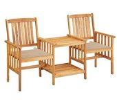 vidaXL Sillas Y Mesita De Jardín Con Cojines Madera Maciza Acacia