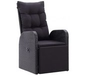 vidaXL Sillón Reclinable De Jardín Con Cojín Ratán Sintético Negro