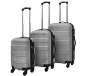 vidaXL Juego De Maletas Trolley Rígidas 3 Pzas Plateado 45.5/55/66 Cm