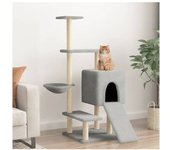 vidaXL Rascador Para Gatos Con Postes De Sisal Gris Claro 130.5 Cm
