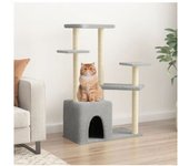 vidaXL Rascador Para Gatos Con Postes De Sisal Gris Claro 107.5 Cm
