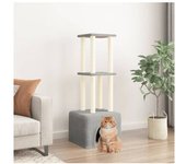 vidaXL Rascador Para Gatos Con Postes De Sisal Gris Claro 133.5 Cm