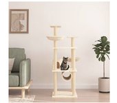 vidaXL Rascador Para Gatos Con Postes De Sisal Color Crema 141 Cm