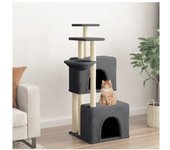 vidaXL Rascador Para Gatos Con Postes De Sisal Gris Oscuro 122 Cm
