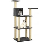 vidaXL Rascador Para Gatos Con Postes De Sisal Gris Oscuro 119 Cm