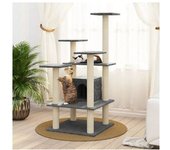 vidaXL Rascador Para Gatos Con Postes De Sisal Gris Oscuro 110 Cm