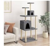 vidaXL Rascador Para Gatos Con Postes De Sisal Gris Oscuro 167 Cm