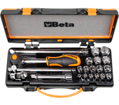 Beta Tools Juego de 16 Llaves de Vaso Hexagonales + 5 Accesorios Termoformados Suaves en Caja de Metal