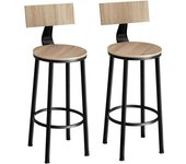 Tectake Juego de 2 taburetes de bar poole conglomerado madera industrial clara